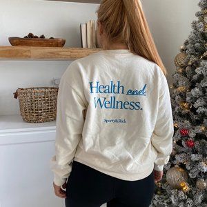 SPORTY & RICH NEW HEALTH IVY CREW CREAM SWEATSHIRT SZ XS-LARGE
